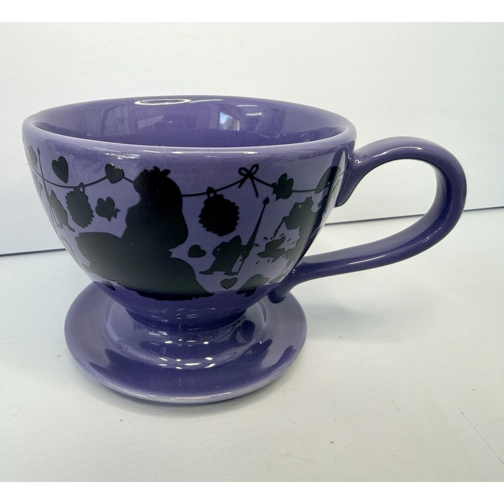 Disney's Alice In Wonderland Mug 13oz Coffee Tea Cup and Saucer Purple Black